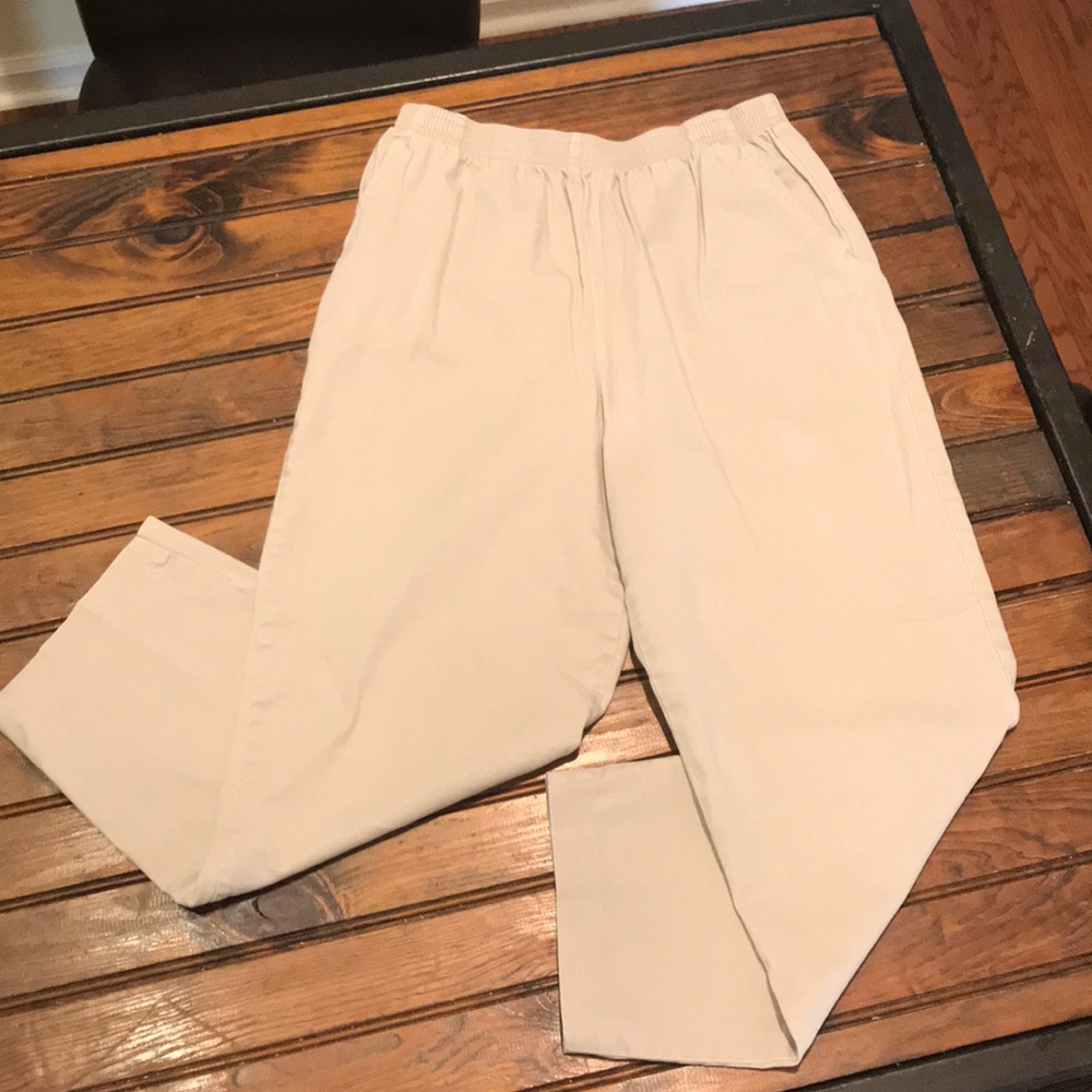 Courtenay-Elastic Waist Stone Khaki Pants-Size M